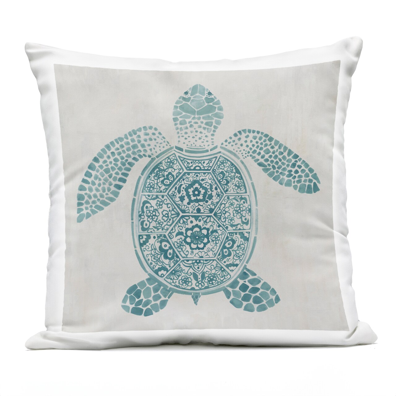 Stupell Industries Mediterranean Patterned Turtle Outdoor Printed Pillow, design by Hannah Dawson, 18 x 7 x 18